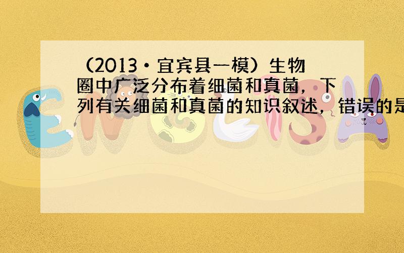 （2013•宜宾县一模）生物圈中广泛分布着细菌和真菌，下列有关细菌和真菌的知识叙述，错误的是（　　）