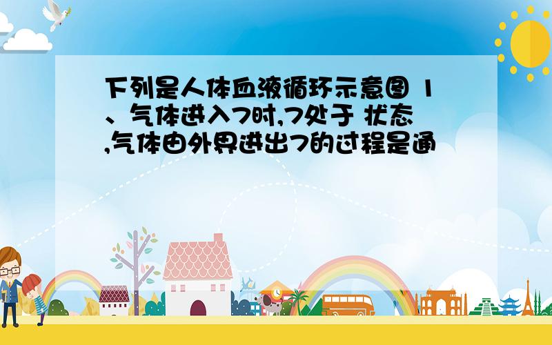 下列是人体血液循环示意图 1、气体进入7时,7处于 状态,气体由外界进出7的过程是通