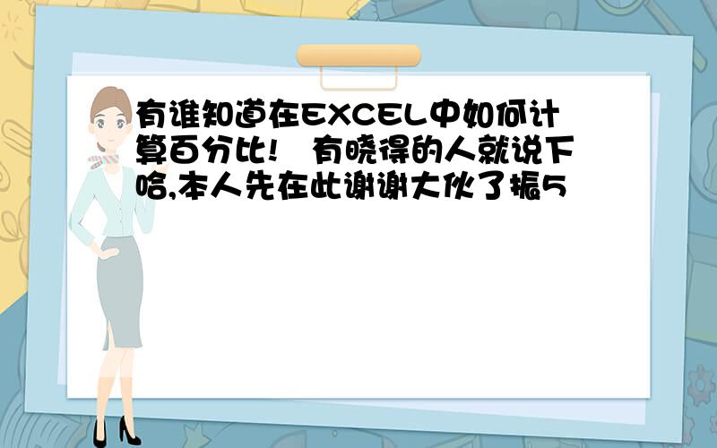 有谁知道在EXCEL中如何计算百分比!　有晓得的人就说下哈,本人先在此谢谢大伙了振5