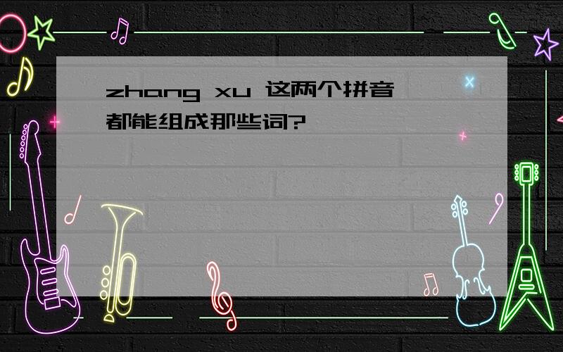 zhang xu 这两个拼音都能组成那些词?