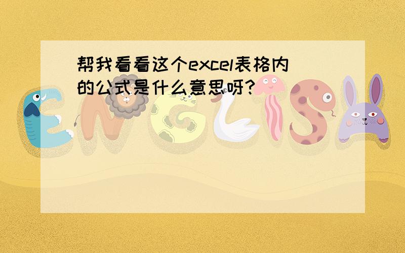 帮我看看这个excel表格内的公式是什么意思呀?