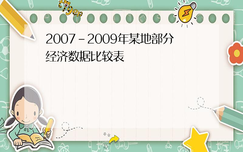 2007-2009年某地部分经济数据比较表