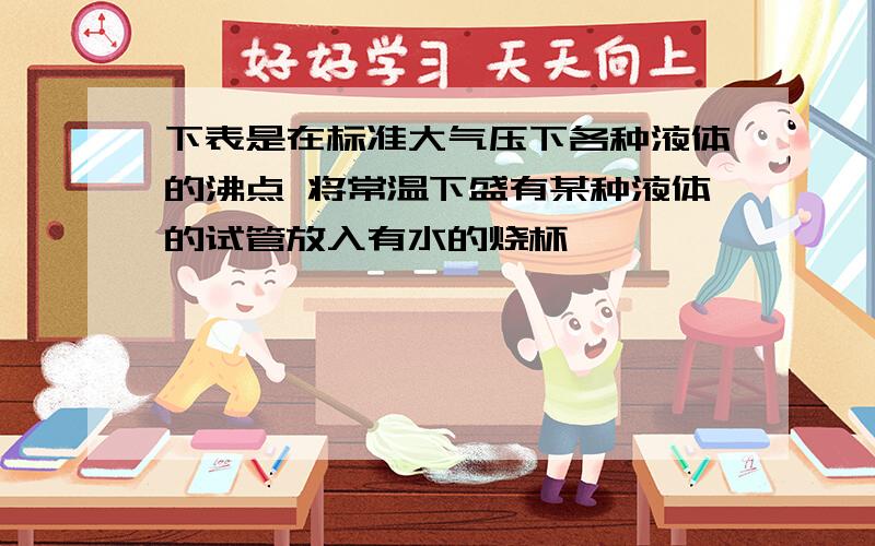 下表是在标准大气压下各种液体的沸点 将常温下盛有某种液体的试管放入有水的烧杯