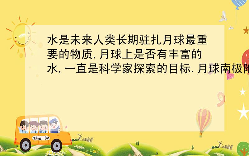 水是未来人类长期驻扎月球最重要的物质,月球上是否有丰富的水,一直是科学家探索的目标.月球南极附近一些环形山的凹陷处终年照