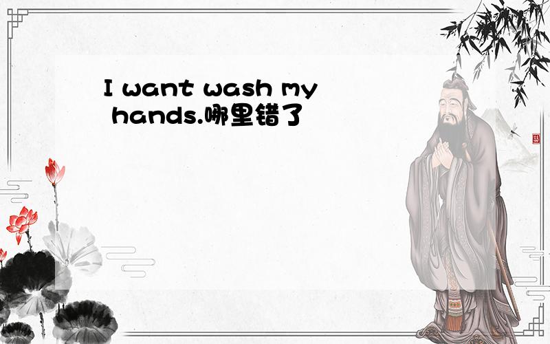 I want wash my hands.哪里错了