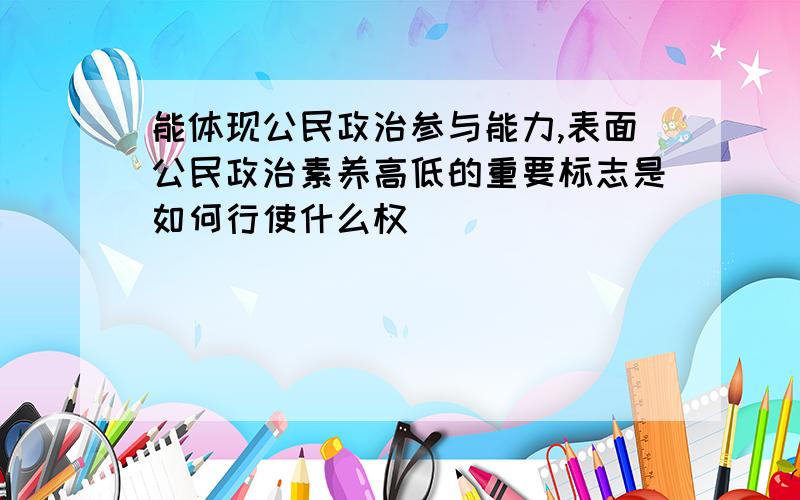 能体现公民政治参与能力,表面公民政治素养高低的重要标志是如何行使什么权