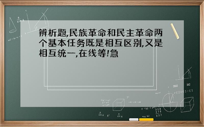 辨析题,民族革命和民主革命两个基本任务既是相互区别,又是相互统一,在线等!急