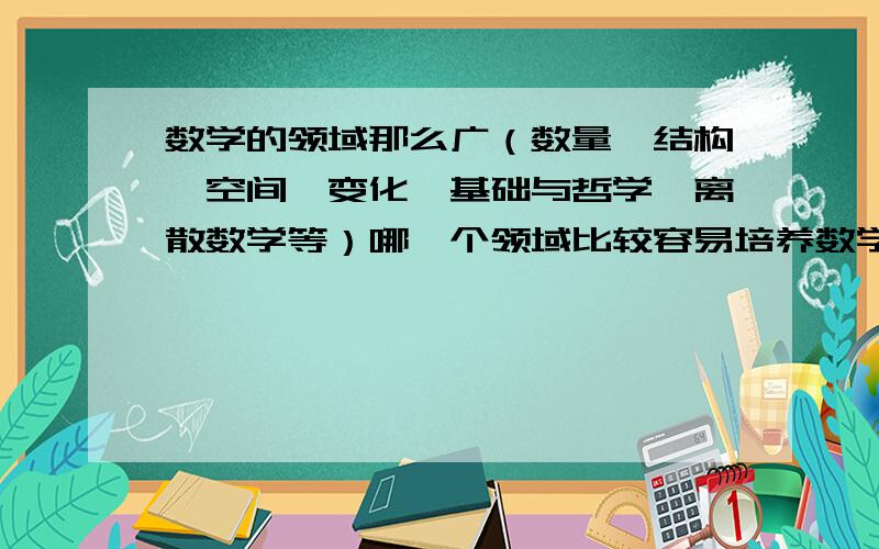 数学的领域那么广（数量,结构,空间,变化,基础与哲学,离散数学等）哪一个领域比较容易培养数学素养?