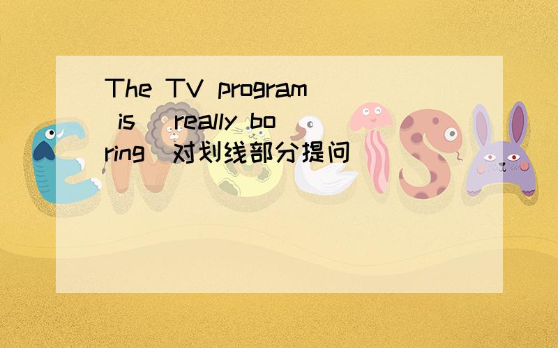 The TV program is( really boring)对划线部分提问