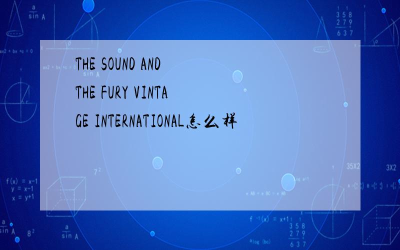 THE SOUND AND THE FURY VINTAGE INTERNATIONAL怎么样