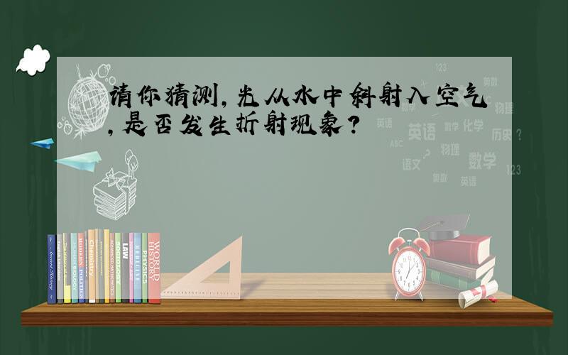 请你猜测,光从水中斜射入空气,是否发生折射现象?