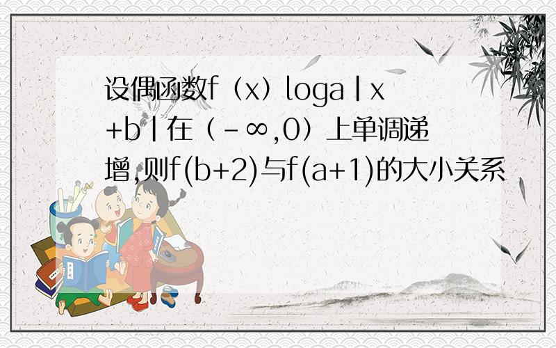 设偶函数f（x）loga|x+b|在（-∞,0）上单调递增,则f(b+2)与f(a+1)的大小关系