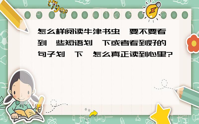 怎么样阅读牛津书虫,要不要看到一些短语划一下或者看到好的句子划一下,怎么真正读到心里?