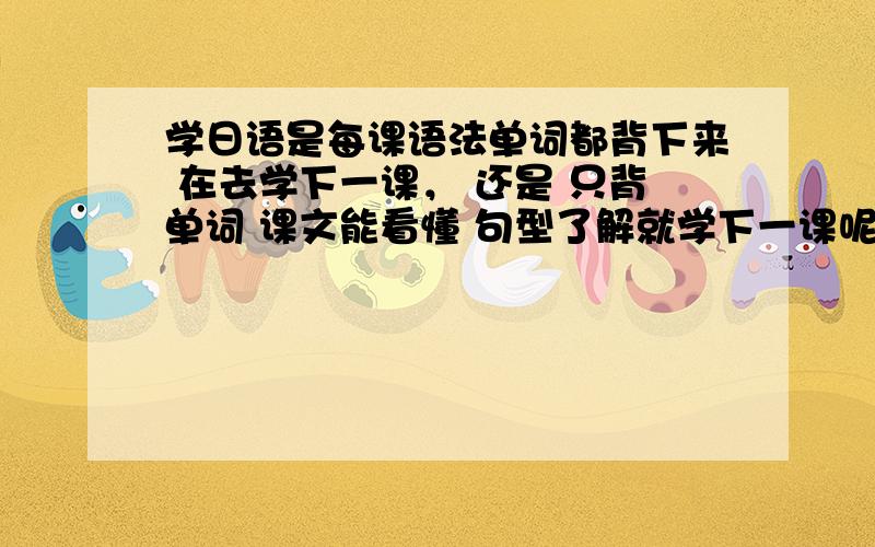 学日语是每课语法单词都背下来 在去学下一课， 还是 只背单词 课文能看懂 句型了解就学下一课呢