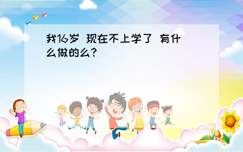 我16岁 现在不上学了 有什么做的么?