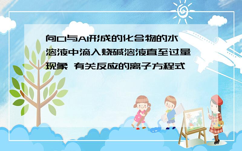 向Cl与Al形成的化合物的水溶液中滴入烧碱溶液直至过量,现象 有关反应的离子方程式