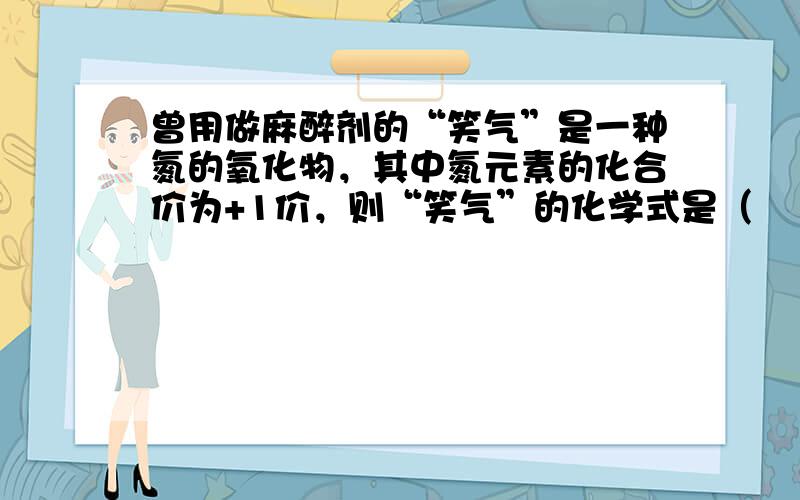 曾用做麻醉剂的“笑气”是一种氮的氧化物，其中氮元素的化合价为+1价，则“笑气”的化学式是（　　）