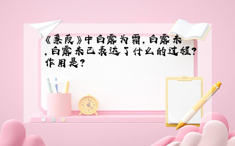 《蒹葭》中白露为霜,白露未晞,白露未已表达了什么的过程?作用是?