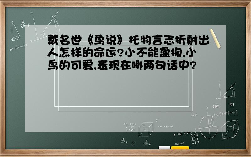 戴名世《鸟说》托物言志折射出人怎样的命运?小不能盈掬,小鸟的可爱,表现在哪两句话中?