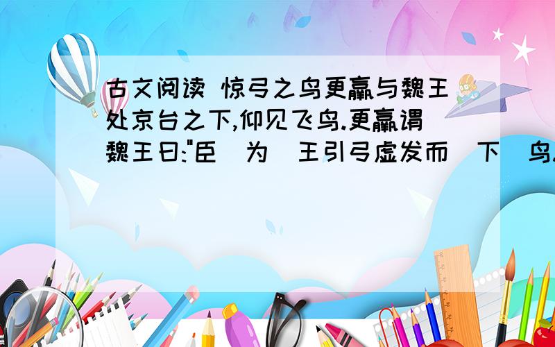 古文阅读 惊弓之鸟更羸与魏王处京台之下,仰见飞鸟.更羸谓魏王曰: