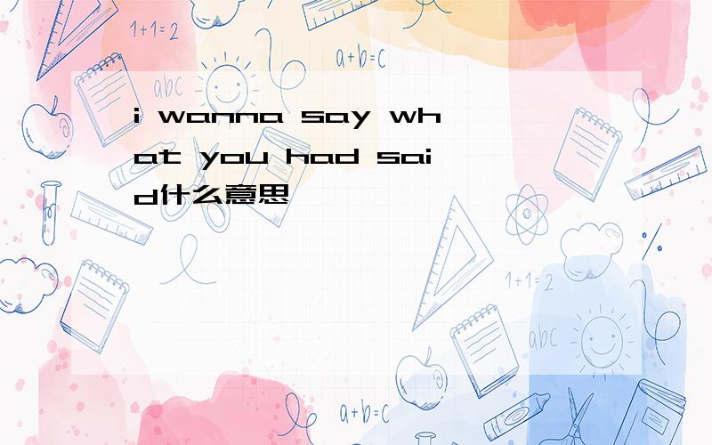 i wanna say what you had said什么意思