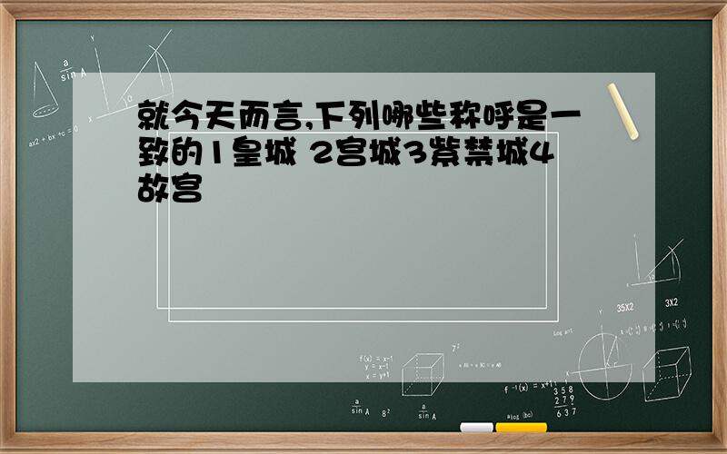 就今天而言,下列哪些称呼是一致的1皇城 2宫城3紫禁城4故宫