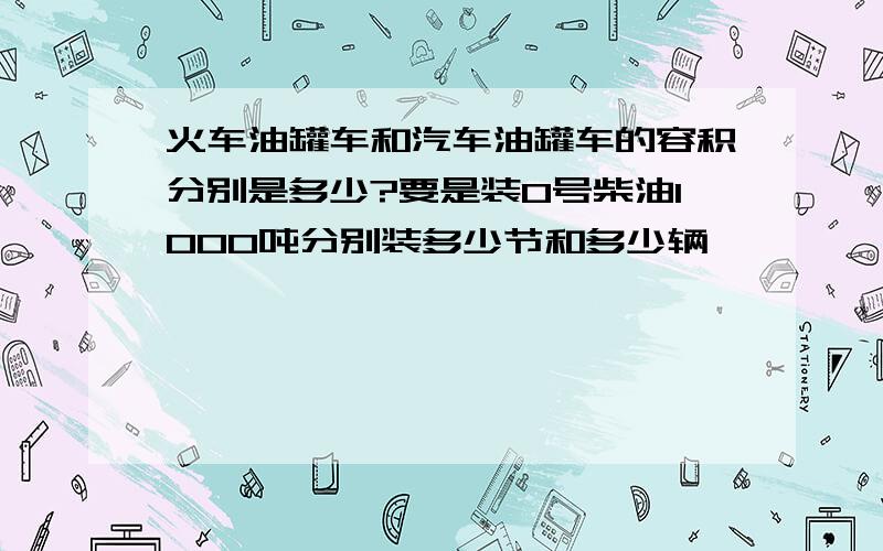 火车油罐车和汽车油罐车的容积分别是多少?要是装0号柴油1000吨分别装多少节和多少辆