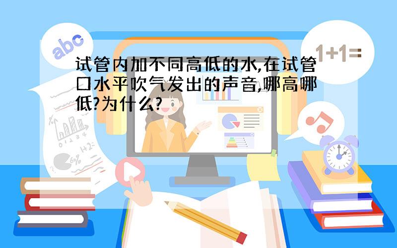 试管内加不同高低的水,在试管口水平吹气发出的声音,哪高哪低?为什么?