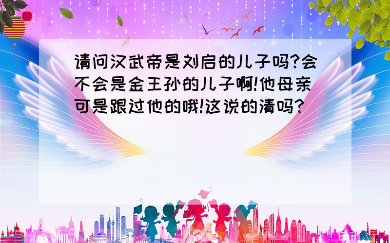 请问汉武帝是刘启的儿子吗?会不会是金王孙的儿子啊!他母亲可是跟过他的哦!这说的清吗?