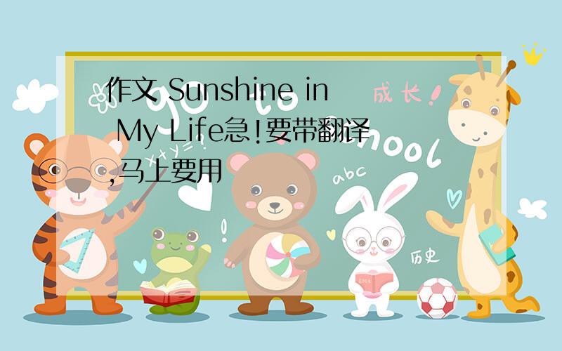 作文 Sunshine in My Life急!要带翻译,马上要用