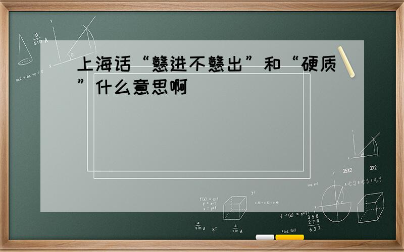 上海话“戆进不戆出”和“硬质”什么意思啊