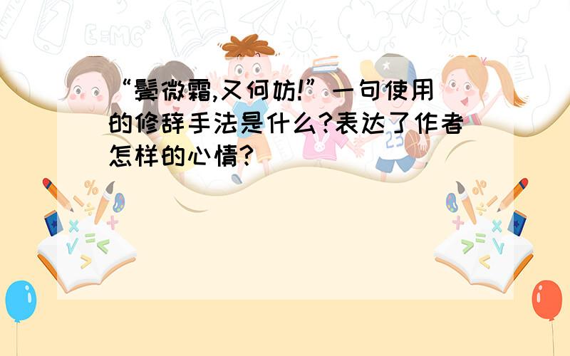 “鬓微霜,又何妨!”一句使用的修辞手法是什么?表达了作者怎样的心情?