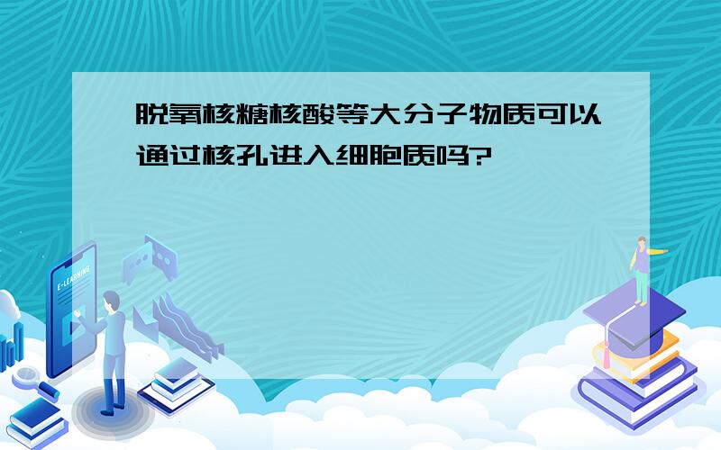 脱氧核糖核酸等大分子物质可以通过核孔进入细胞质吗?