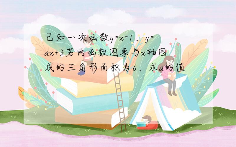 已知一次函数y=x-1、y=ax+3若两函数图象与x轴围成的三角形面积为6、求a的值