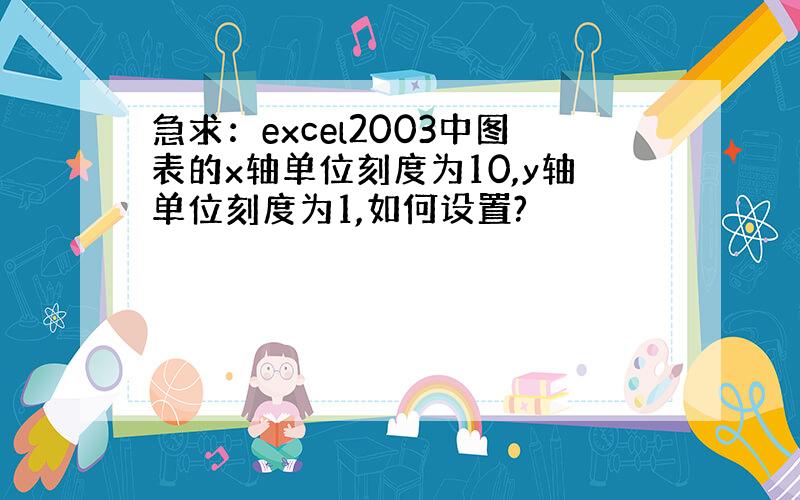 急求：excel2003中图表的x轴单位刻度为10,y轴单位刻度为1,如何设置?