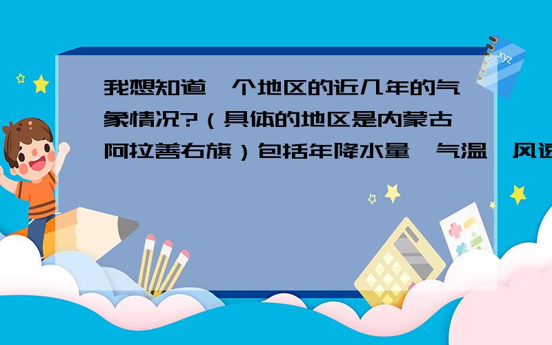 我想知道一个地区的近几年的气象情况?（具体的地区是内蒙古阿拉善右旗）包括年降水量、气温、风速等等.