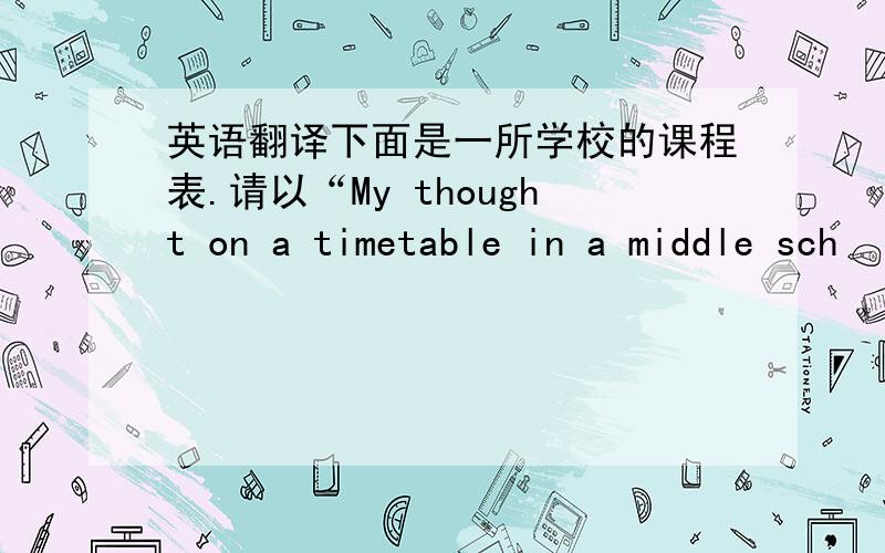 英语翻译下面是一所学校的课程表.请以“My thought on a timetable in a middle sch