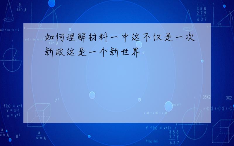 如何理解材料一中这不仅是一次新政这是一个新世界