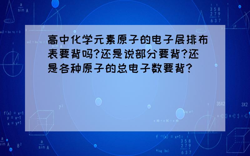 高中化学元素原子的电子层排布表要背吗?还是说部分要背?还是各种原子的总电子数要背?