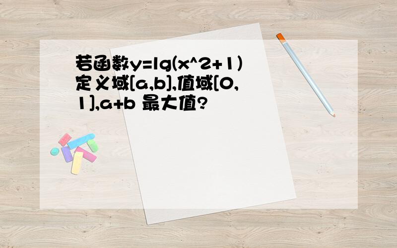 若函数y=lg(x^2+1)定义域[a,b],值域[0,1],a+b 最大值?