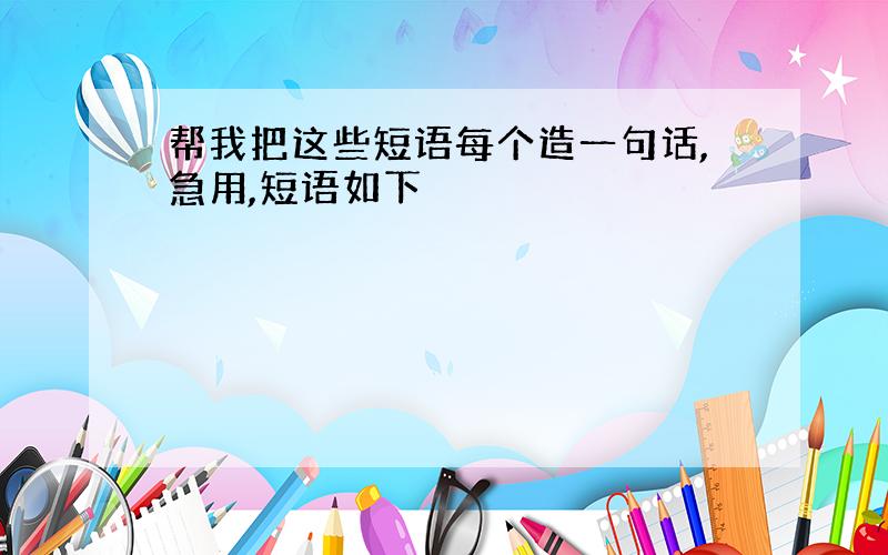 帮我把这些短语每个造一句话,急用,短语如下