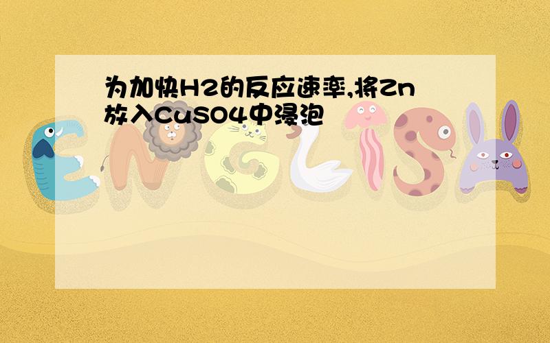 为加快H2的反应速率,将Zn放入CuSO4中浸泡