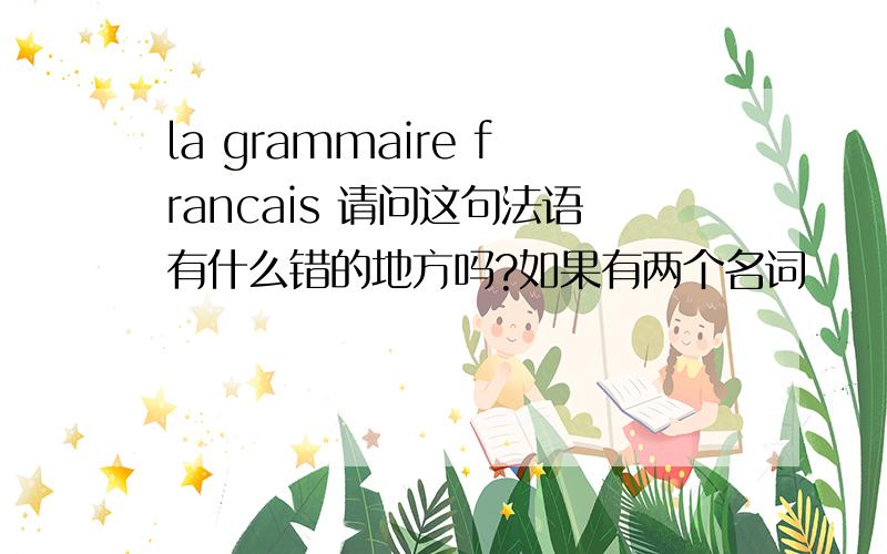 la grammaire francais 请问这句法语有什么错的地方吗?如果有两个名词