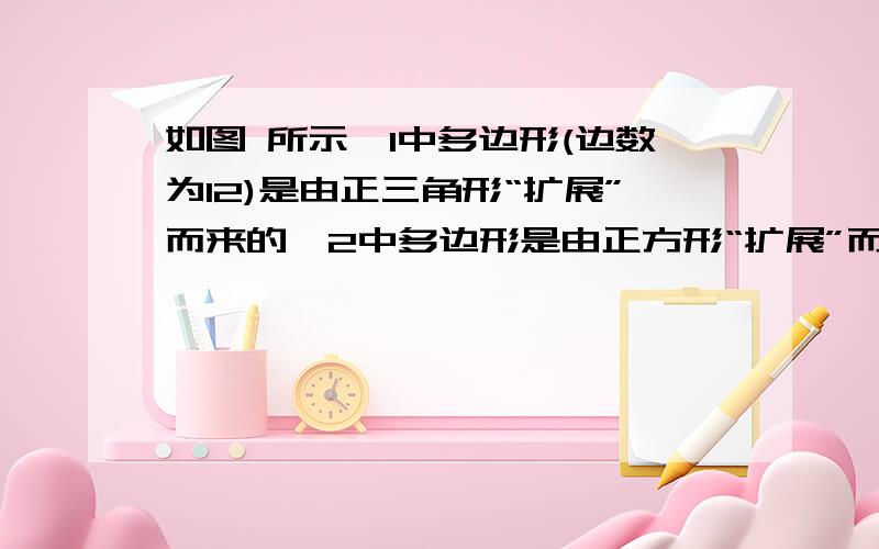 如图 所示,1中多边形(边数为12)是由正三角形“扩展”而来的,2中多边形是由正方形“扩展”而来的,依次类推,则由 正n