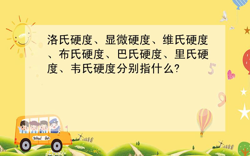 洛氏硬度、显微硬度、维氏硬度、布氏硬度、巴氏硬度、里氏硬度、韦氏硬度分别指什么?