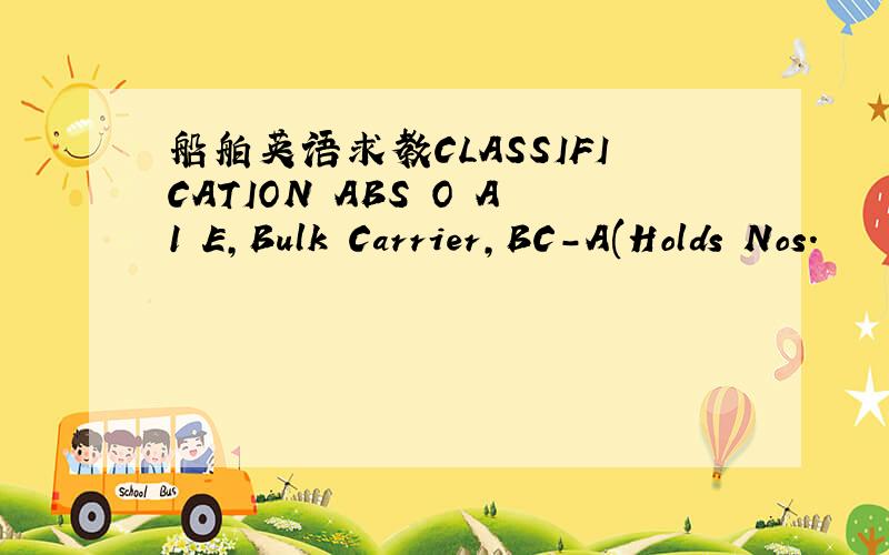 船舶英语求教CLASSIFICATION ABS O A1 E,Bulk Carrier,BC-A(Holds Nos.