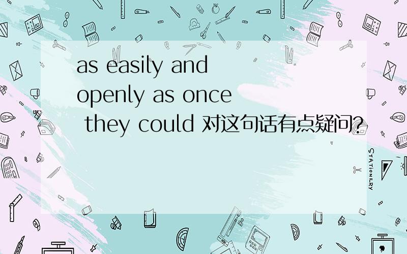 as easily and openly as once they could 对这句话有点疑问?