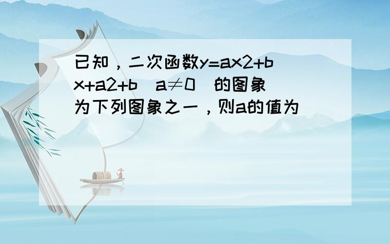 已知，二次函数y=ax2+bx+a2+b（a≠0）的图象为下列图象之一，则a的值为（　　）