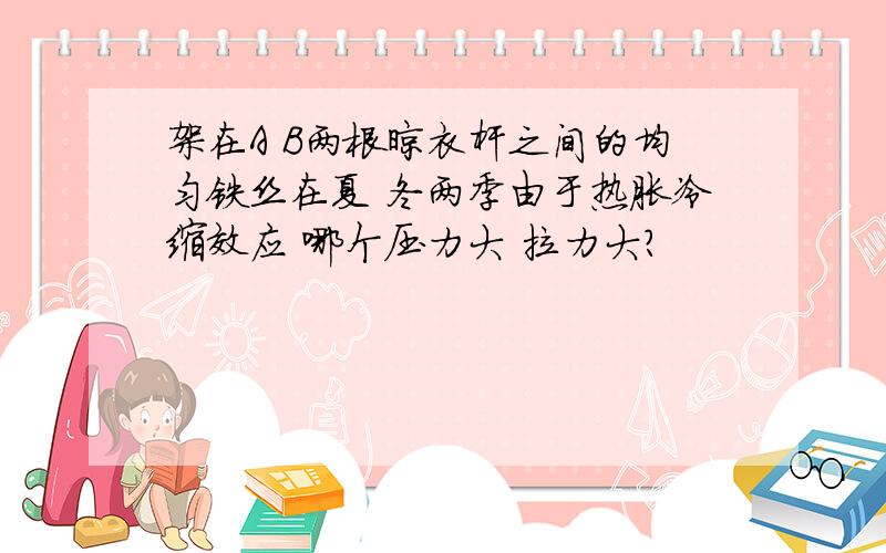 架在A B两根晾衣杆之间的均匀铁丝在夏 冬两季由于热胀冷缩效应 哪个压力大 拉力大?