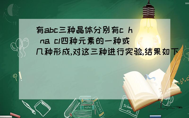 有abc三种晶体分别有c h na cl四种元素的一种或几种形成,对这三种进行实验,结果如下